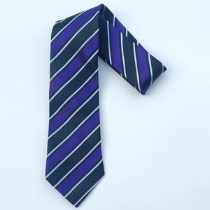 Purple, Black, Grayish Silver Stripe Patterned Monte Christo Hand Made Tie Size